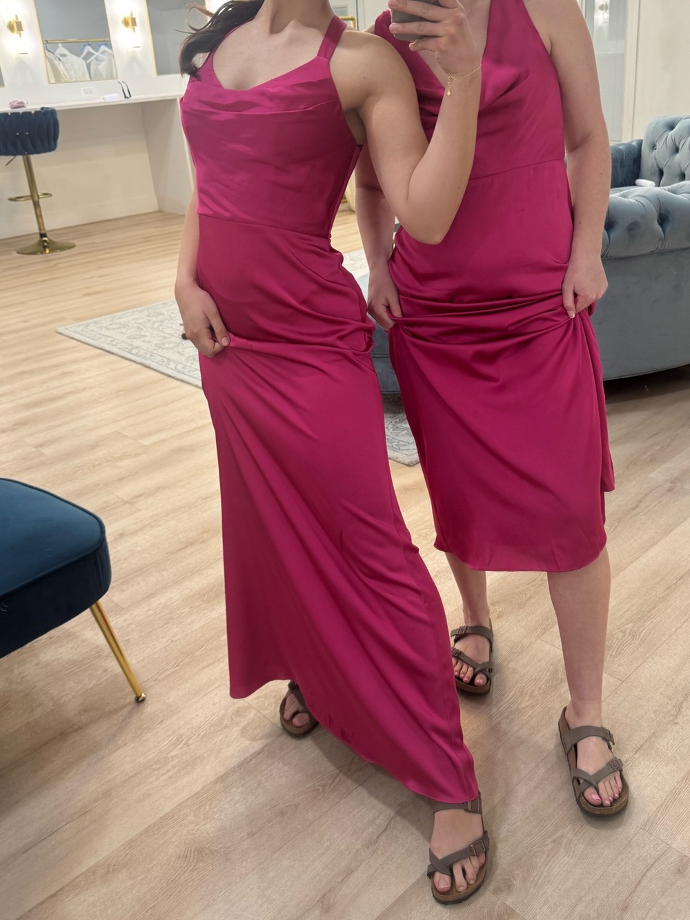 Azazie Barbie Fuchsia Satin Stretch bridesmaid dress prom - Picture 7 of 10